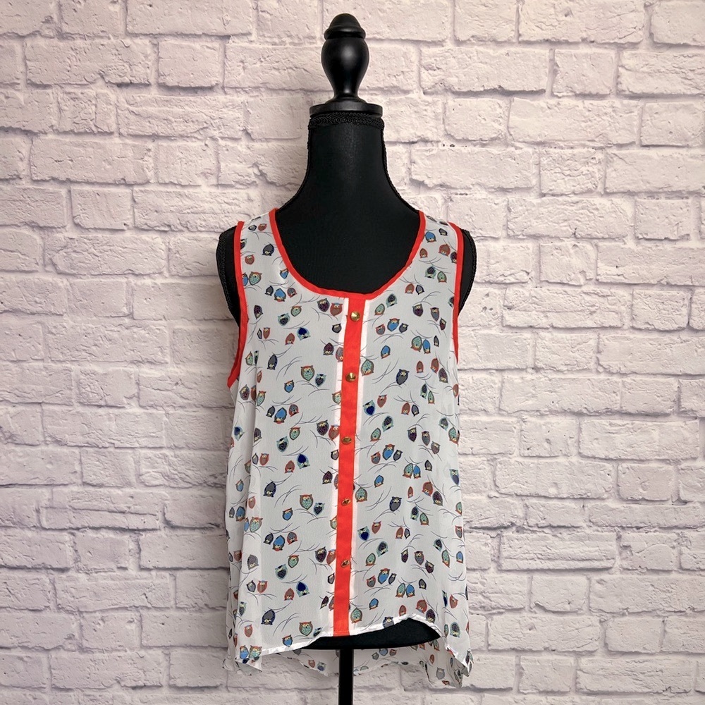 Color of Love Sheer Top with Owl Print size L